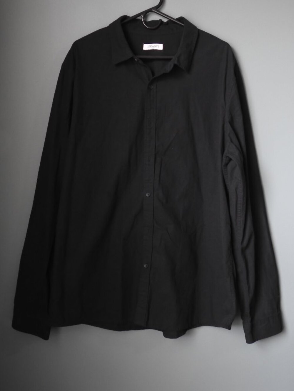 Jekaoyi Black Buttoned Down Dress Shirt, Men's Size XXL